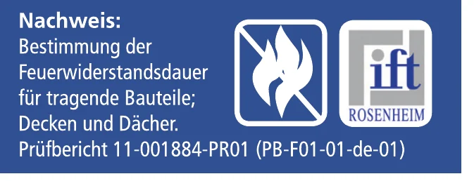 Nachweis-Kasten mit Brandschutzsymbol und Logo des ift Rosenheim
