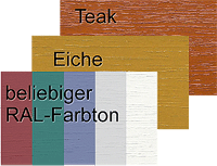 Im Außenbereich sind alle deckenden RAL-Farbtöne möglich