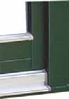 Detail der Aluminiumabdeckung an Flügel (1) und Stockrahmen (2)